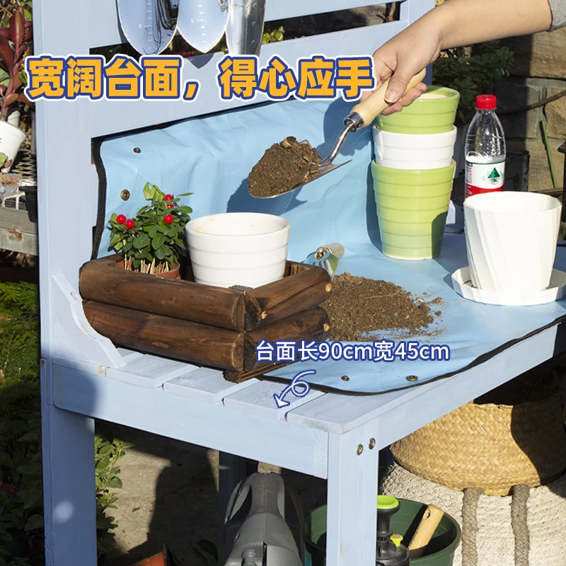 Outdoor flower stand courtyard garden shelf flower shop outdoor flower planting workbench view 4