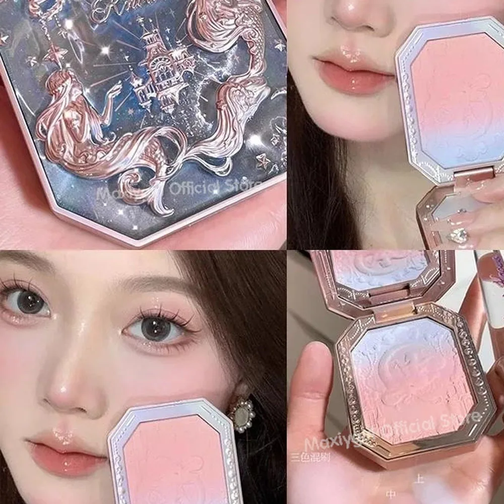 플라워 노즈 치크 블러쉬 문라이트 머메이드 엠보싱 파우더 블러셔 (매트 피니쉬, 비건, 무자극, 페이스, 자체 브랜드 메이크업)