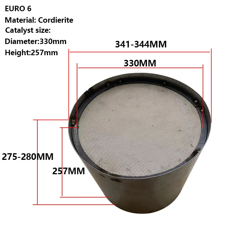 EURO 6 Truck Universal DPF 200CPSI Cordierite Material Catalyst Size 330*257mm