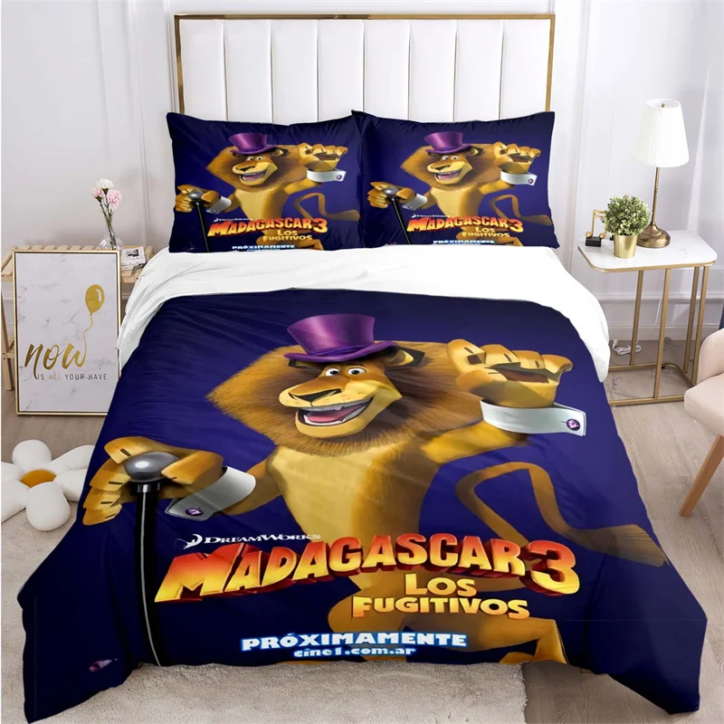 Movie M-Madagascar  Poster Duvet Cover Sets Printed Bedding Set Double Queen King Size 2/3pcs,Bettbezug,cartoon Game