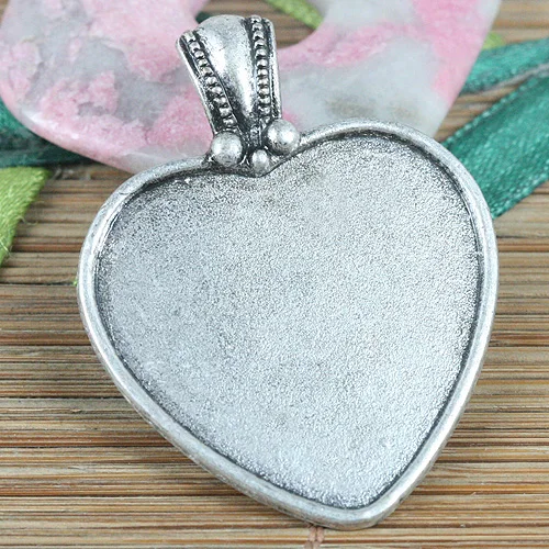 5pcs 47*36mm,INNER SIZE:30*32mm tibetan silver color heart shaped cabochon settings frame EF0322