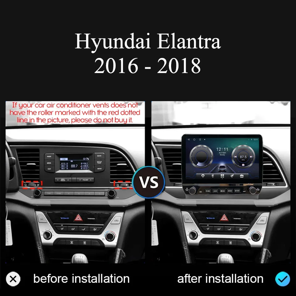 For Hyundai Elantra 2016 2017 2018 Carplay Auto Car Radio FM AM Music Stereo GPS Monitor DVD Tape Recorder 4G Lte WiFi RDS DSP