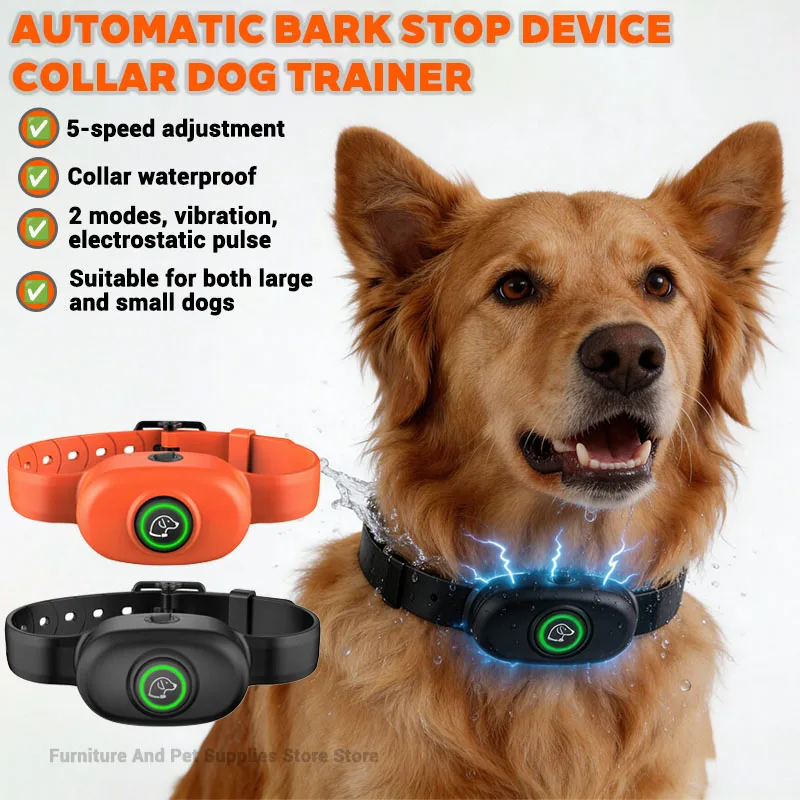 

New automatic bark stop device with electrostatic pulse and vibration function dog collar dog bark stop waterproof dog trainer