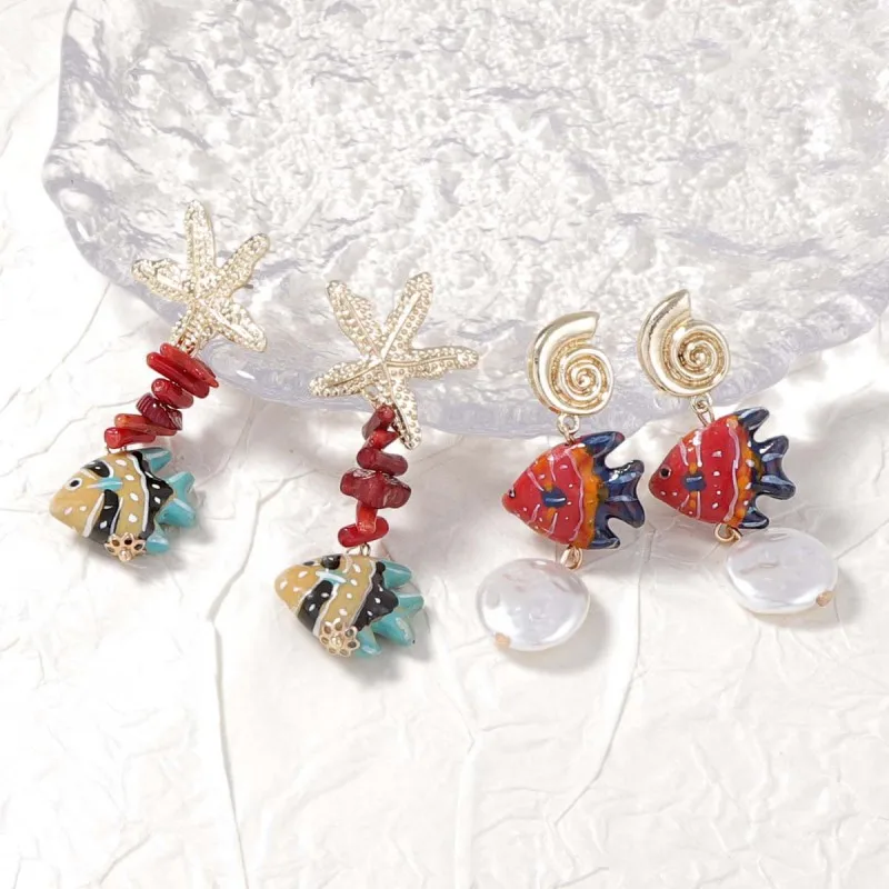 Cute Octopus Earrings Creative Glass Octopus Long Drop Earrings Unqiue Marine Series Design Earrings Wholesale Custom Packaging