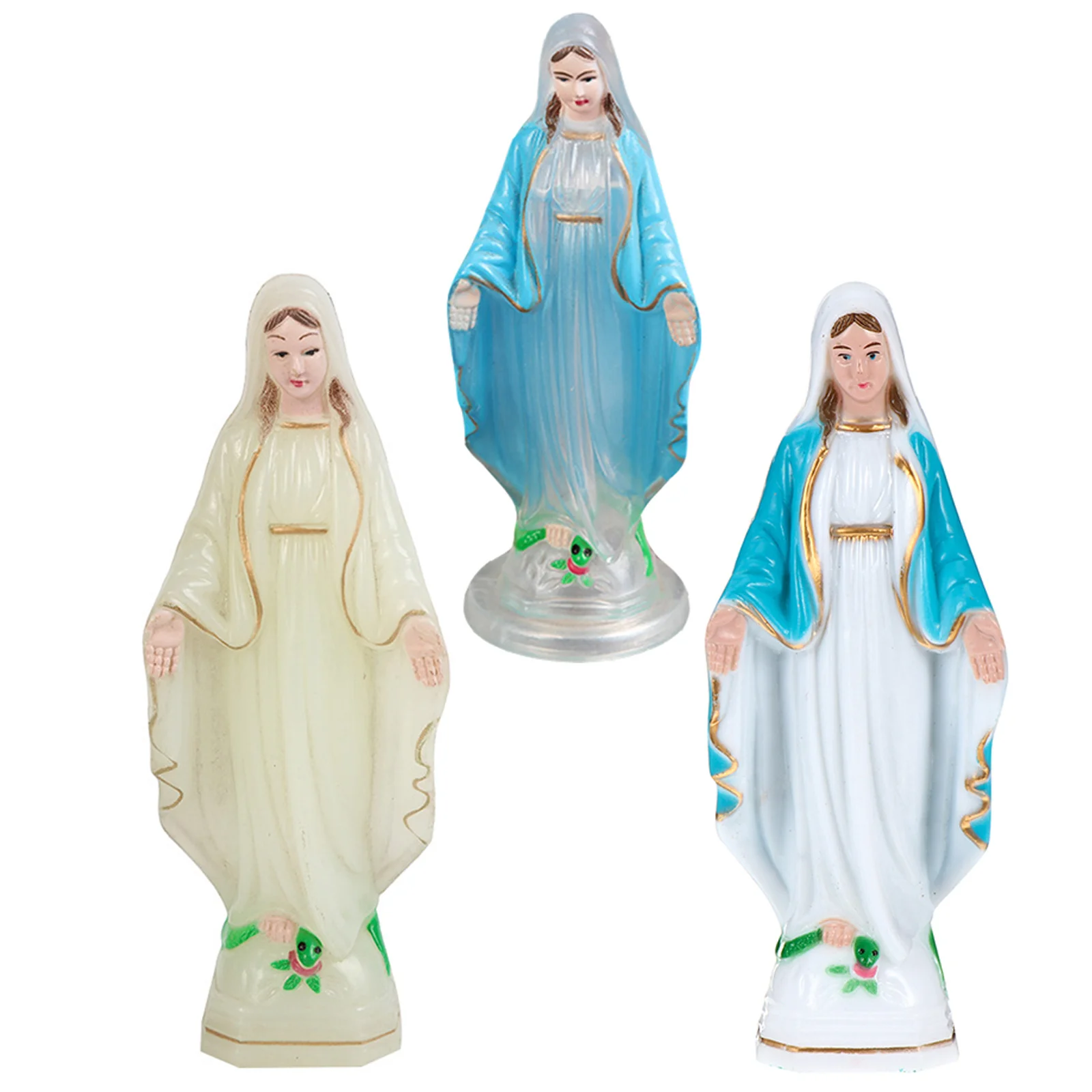 

3Pcs Exquisite Plastic Mary Sculpture Wonderful Figure Ornament Excellent Holiday Gift Mary Ornaments Church Decoration