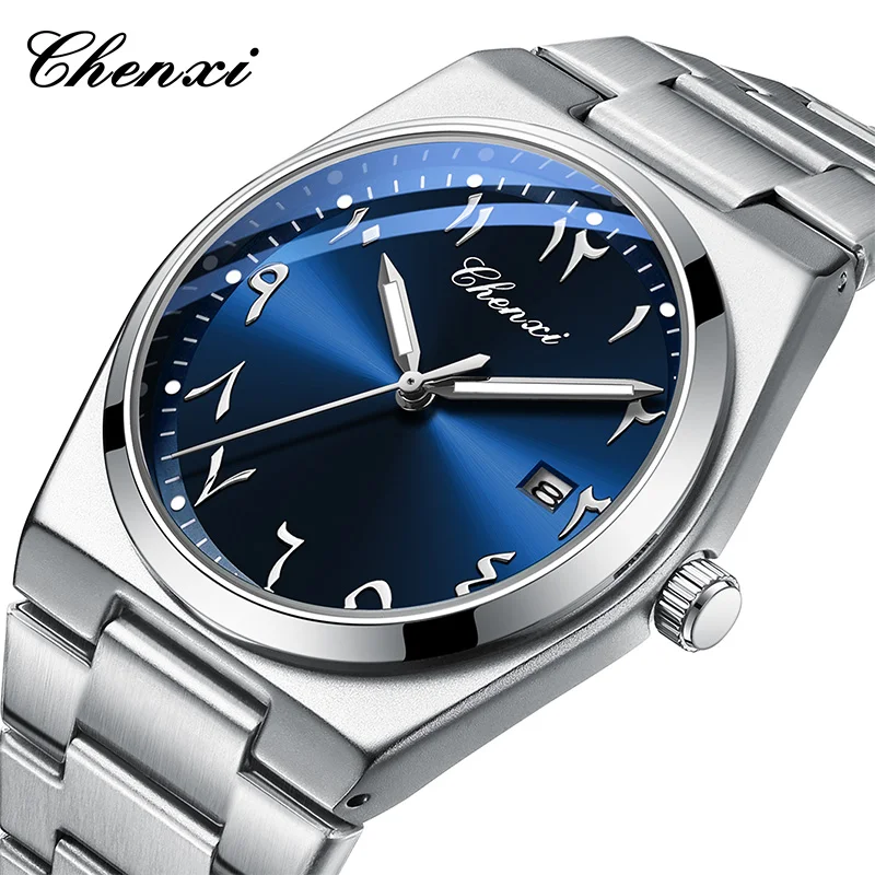 

CHENXI элитные мужские часы, светящиеся модные минималистичные водонепроницаемые восточные арабские цифры, кварцевые наручные часы с круглым циферблатом