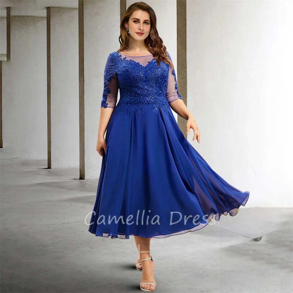 Elegant Jewel Neck Mother Of The Bride Dress A-line Chiffon with Pleats Sequin Formal Dresses Vestidos Mae Da Noiva Casamentos