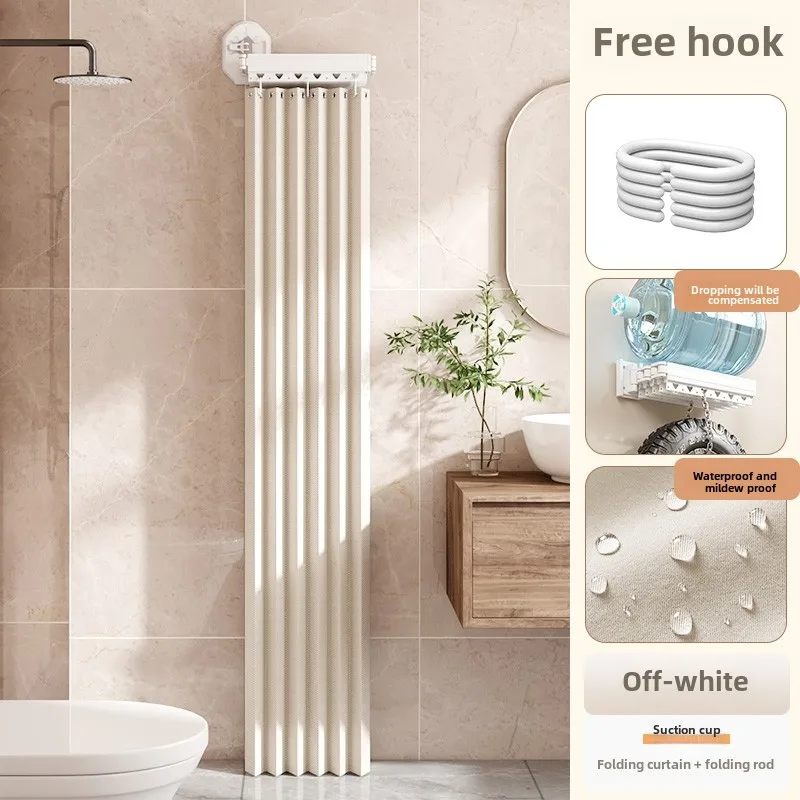 Shower curtain folding invisible bathroom no punching toilet waterproof partition