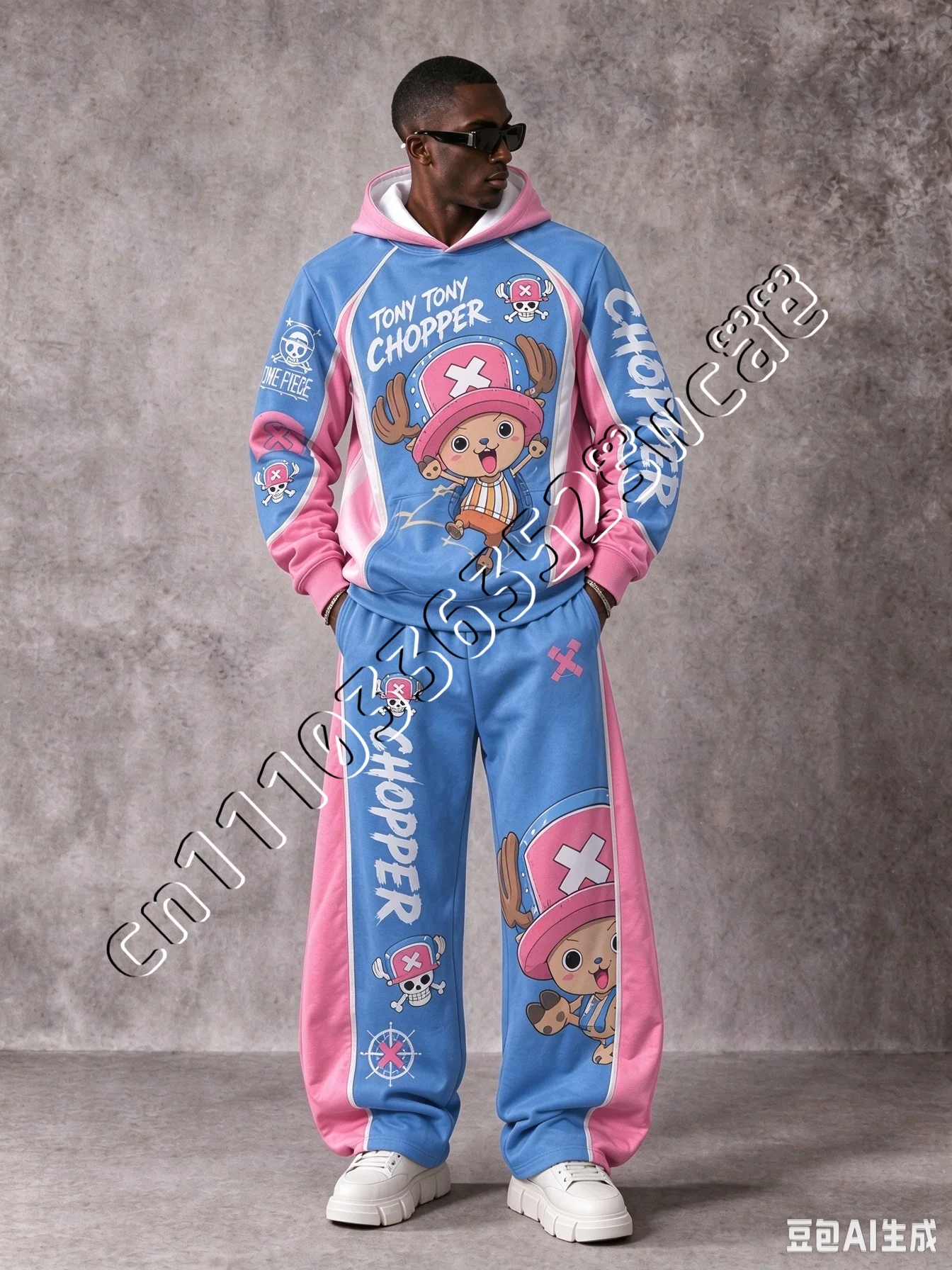 26/27 Neues One Piece Tony Tony Chopper Hoodie-Set Herbst Winter Trendiges Unisex Street-Fashion 2-teiliges Outfit Familien-Set – Detail 10