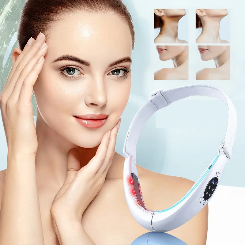 LED Face Slimming Vibration Massager EMS Facial Lifting Device Double Chin Removal V-Face Line Lift Belt Cellulite Jaw Device