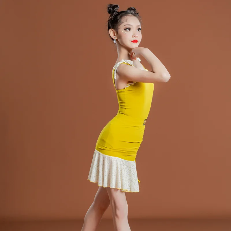Customized Girls Latin Dance Dress for Children's Performance Costumes Ballroom Dance Competition Dresses