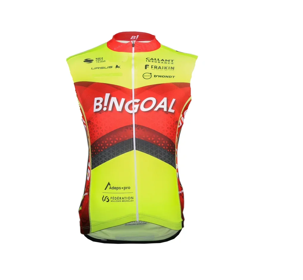 Windproof 2024 BINGOAL WB TEAM FLUO Sleeveless Cycling Jacket Vest Gilet Mtb Clothing Bicycle Maillot Ciclismo