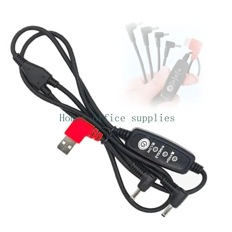 K43B Wearable Cooling Fan Power Cable with USB 5V Input, DC3.8mm Connectors and 3 Mode Adjustment for Outdoor Travel Use