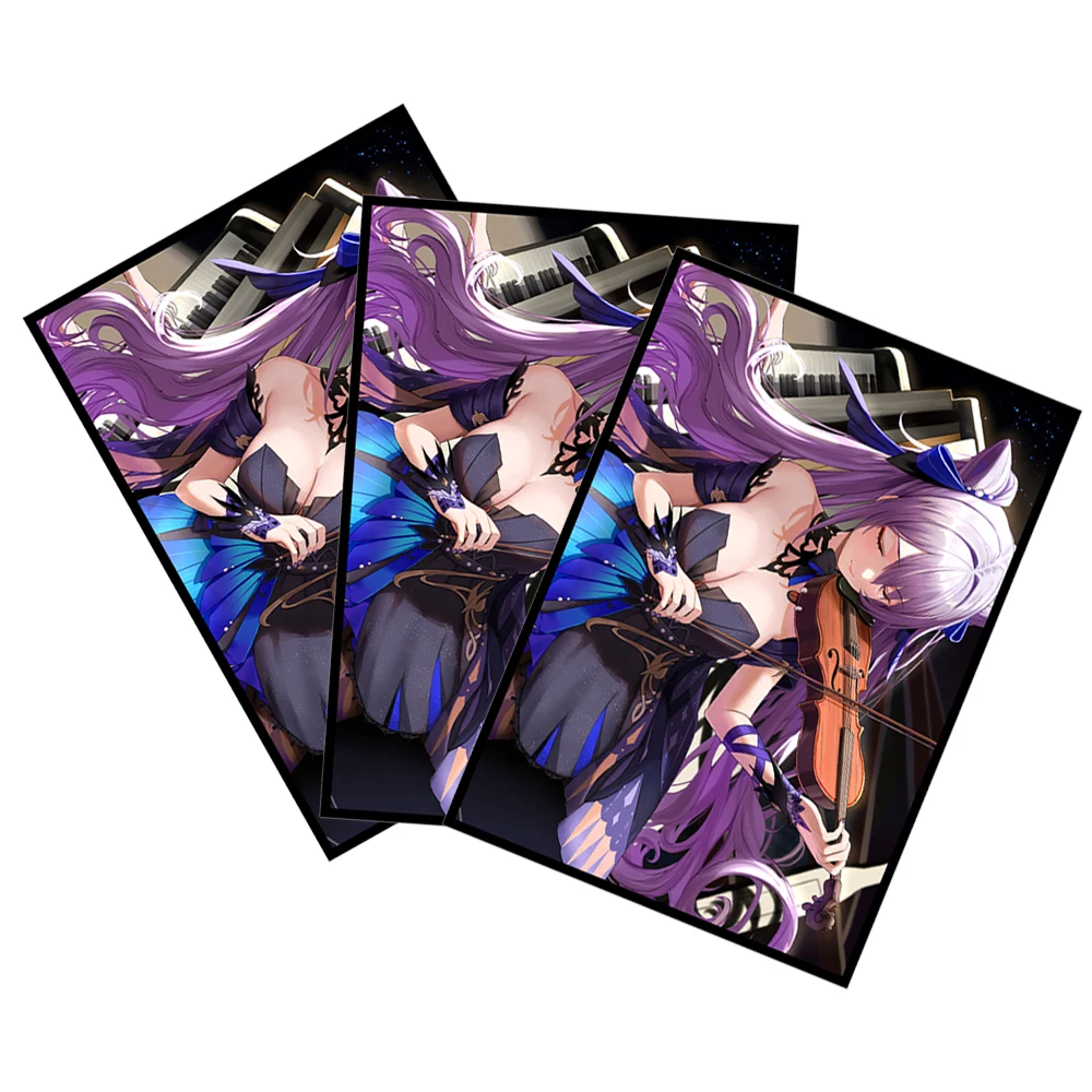 50PCS 66X91mm Keqing Art Printing Anime Cards Sleeves Foil Trading Card Sleeves Fit MTG/PKM Card Protector for PTCG Cards