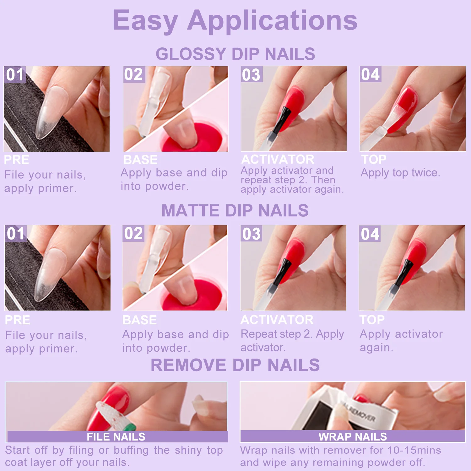 0,5 oz grote capaciteit naakt roze paars glitterkleuren luchtdroog dompelpoeder voor nagelsalon manicure vrouwen meisjes cadeau