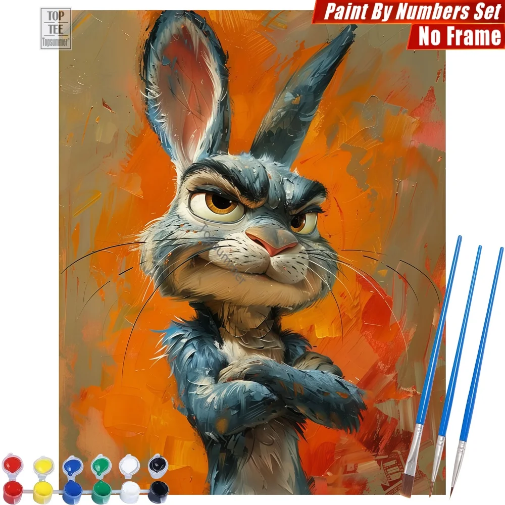 

Serious anthropomorphic rabbit Painting By Numbers Set - Rabbit stylish cartoon Home Bedroom Decor Easter Gift For Colleague