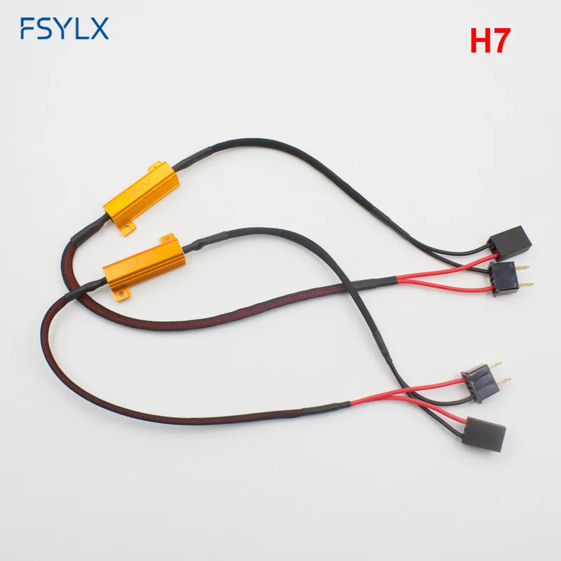 FSYLX 2PC 9006 9005 H11 H9 H8 H7 H1 H3 Car LED Warning Canceller cable HB4 9006 LED fog lamps Canbus Load Resistor harness 50W