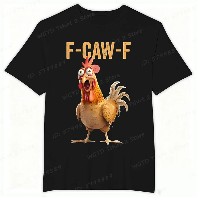 مضحك F Caw F الدجاج FCAWF الدجاج تي شيرت الرجال مضحك الفكاهة تي شيرت طاقم الرقبة قصيرة الأكمام تي شيرت هدية فكرة الملابس #2
