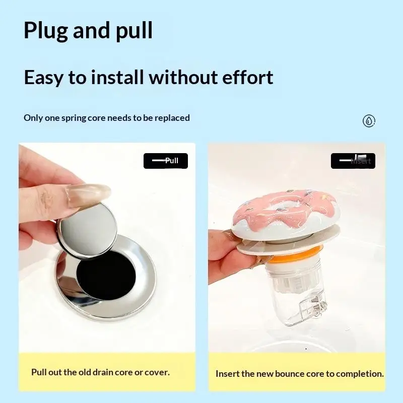 Cute Donut Shaped Ceramic Drain Stopper Hair Residue Catcher Strainer Cover for Bathroom Shower Tub Sink