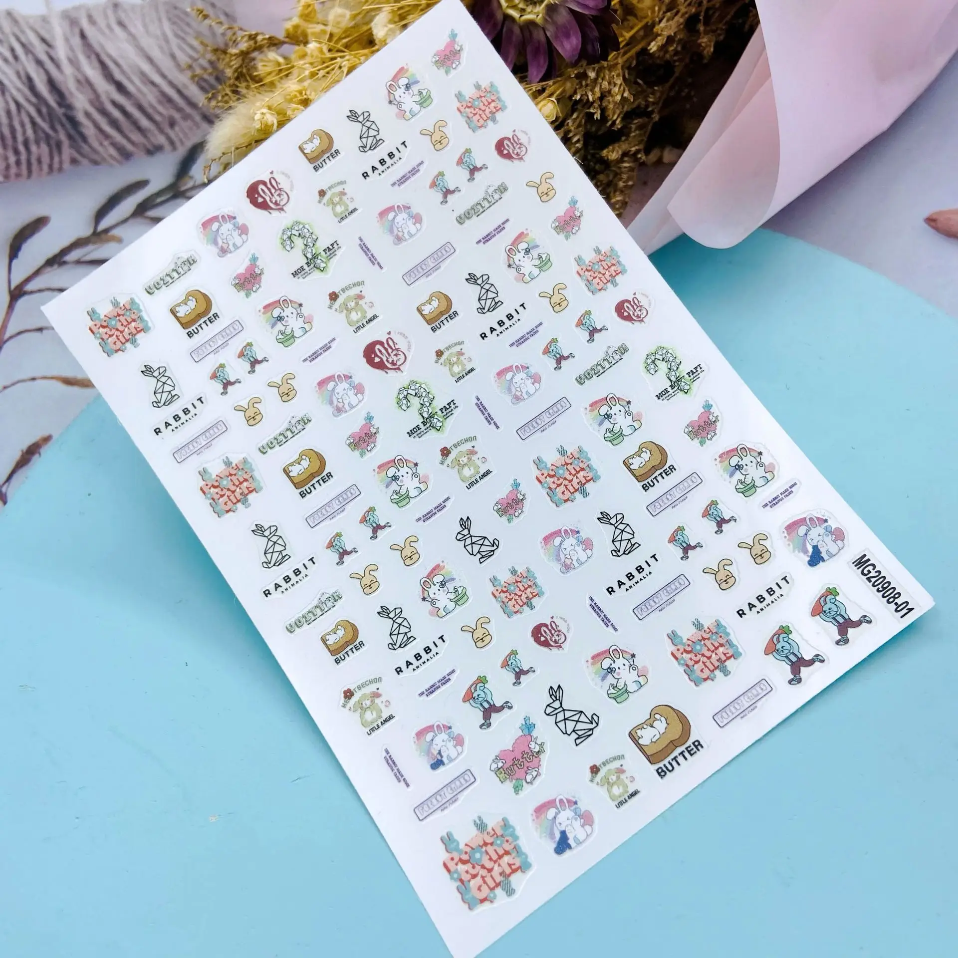 New Design of Baby Bears Puppy Bunnies Nail Stickers Back Glue Dry Nail Decals Nail Art Manicure for Women Nail Decorations Gift