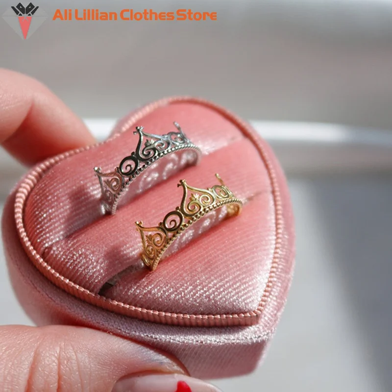 Princess Ring Cartoon As The Princess And The Pauper Jewelry Adjustable Gold Silver Color Crown Ring For Girl Gift