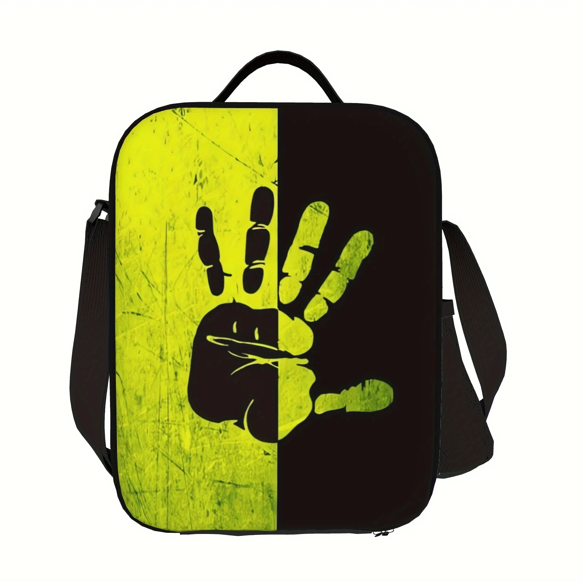 

Vintage Black & Yellow Handprint Insulated Lunch Bag - Versatile, Reusable Cooler Tote for Work, School, Picnic -