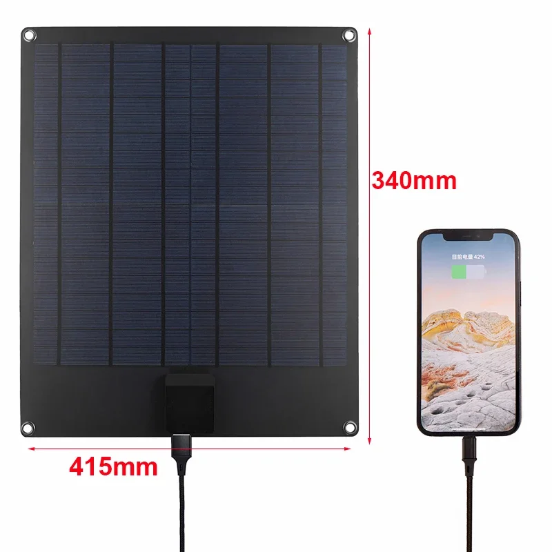 Imagem -06 - Painel Solar Flexível Portátil Carregador de Bateria Célula Solar Celular Acampamento Painel de Carregamento Cabo dc 100w 18v Usb 5v 2a