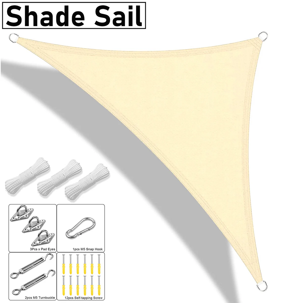 Shade Sail, Triangle Shade Sail, Garden Patio Waterproof Polyester Awning Swimming Awning, Camping Hiking Sail Canopy