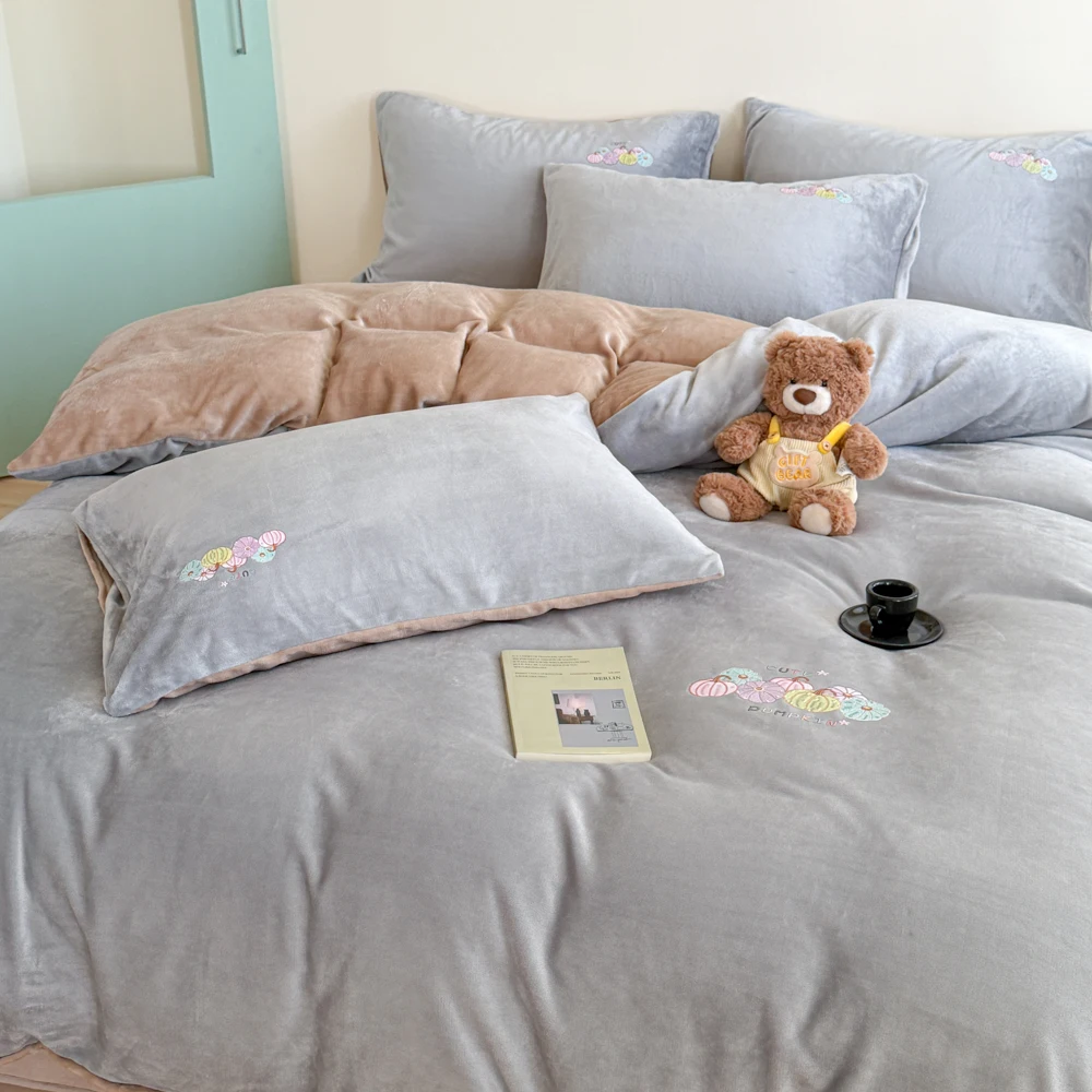 Duvet Cover Bedding Set Winter Velvet Full Queen King Size 135x200 Nordic Quilt Cover 240x220 Double Single Bed Linen 200x200