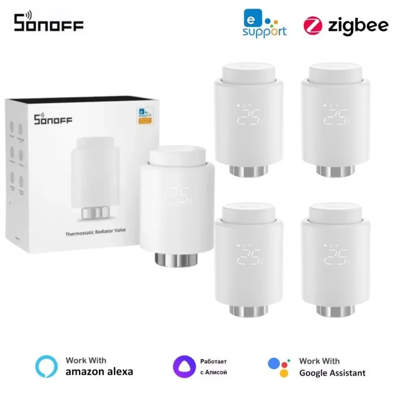 1-6PCS SONOFF TRVZB Zigbee Thermostatic Radiator Valve Smart Home Heating Froest Protection Remote Group Control eWeLink Alexa