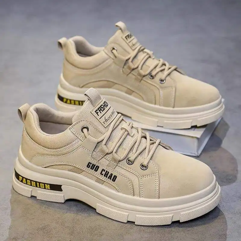 Autumn men's new breathable construction site work safety shoes men's versatile thick sole anti slip casual dad trendy shoes