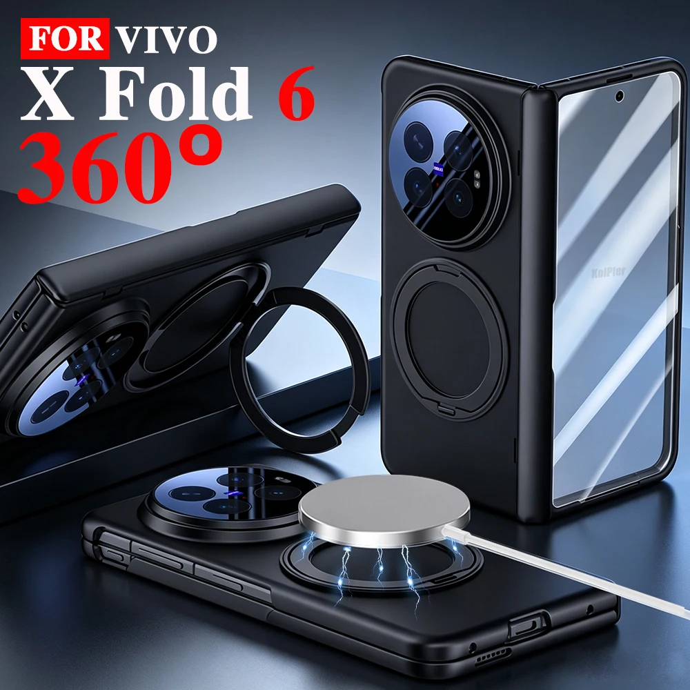XFold6 Glass Screen Protector Stand Strong Magnetic Skin-friendly Feel Case For Vivo X Fold 6 Protective Matte Holder Cover