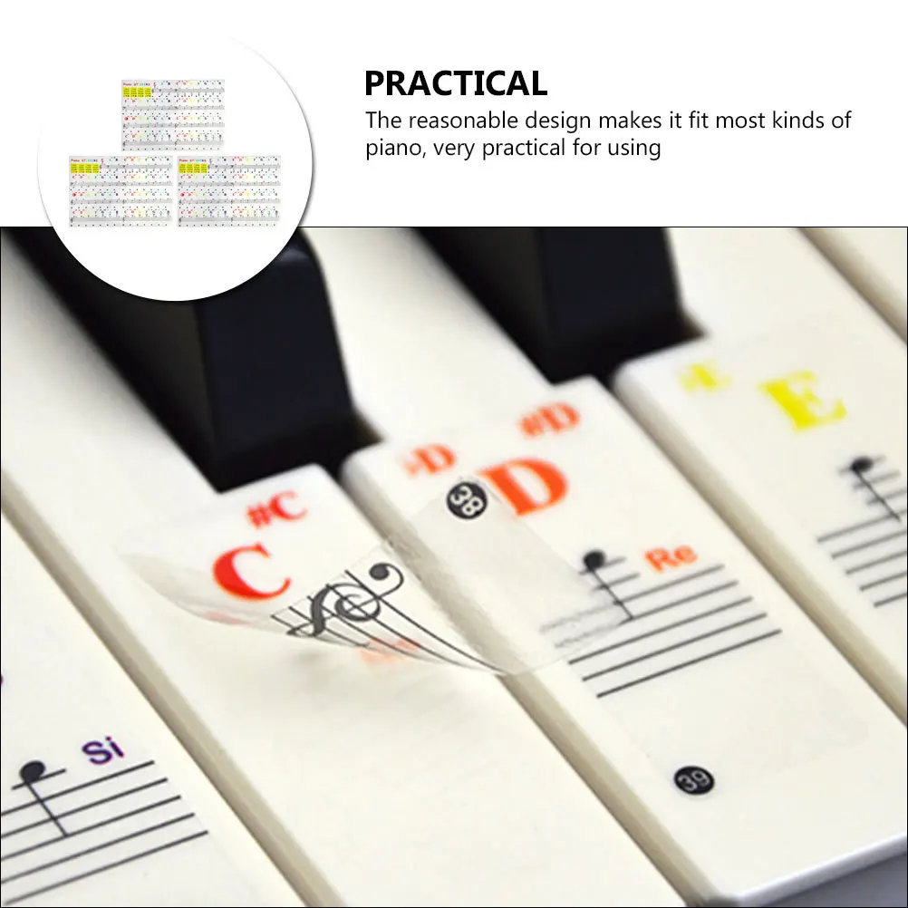 

3 pcs Stickers Waterproof Durable Thin For Beginner Keyboard Piano Stickers Tool Piano Accessories