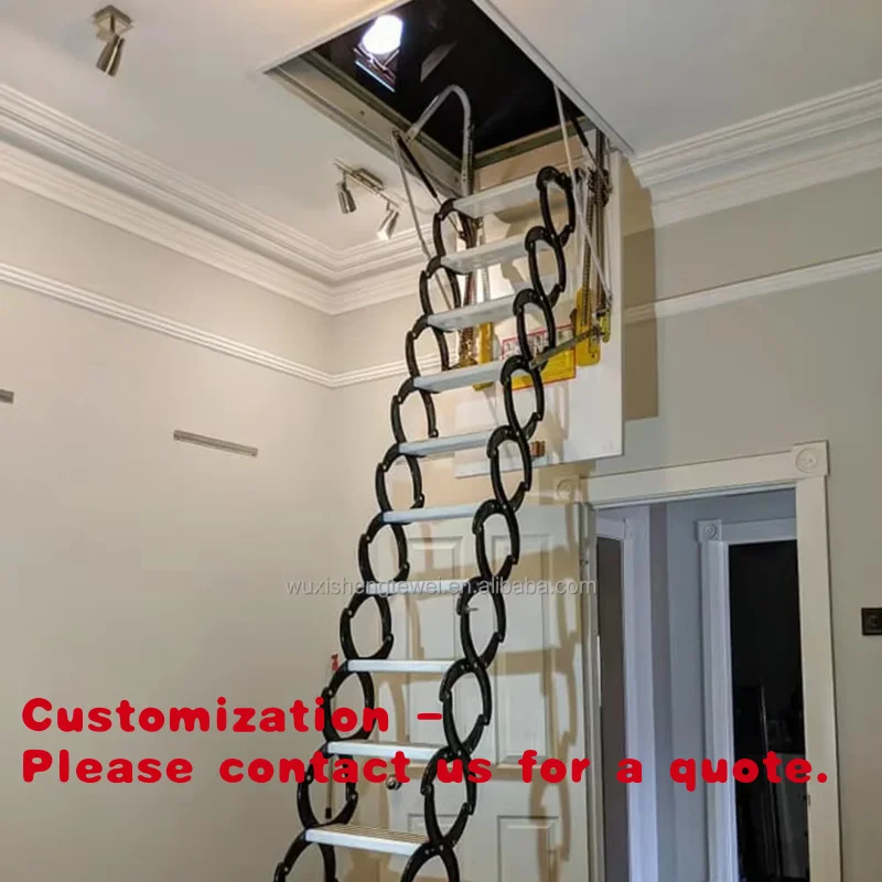

Customize.Semi-Automatic Steel Indoor Stretch Ladder Home Attic Stairs Villas Duplexes Folding Lift Telescopic Sta
