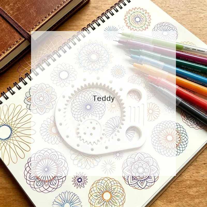 3Pcs Spirograph Art Drawing Tool Set Portable Geometric Gear Ruler Template for Kids Students Birthday Gifts