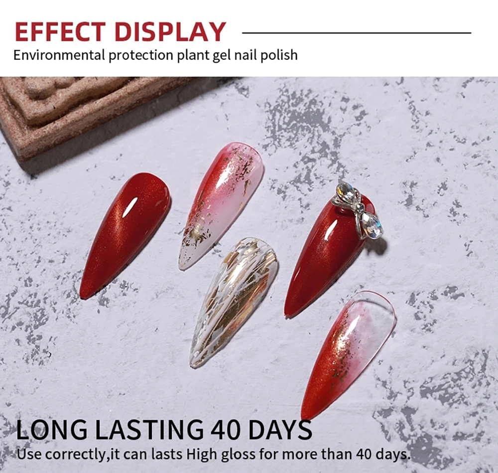 Vendeeni 9 Farben Rote Serie Katzenaugen-Gel-Nagellack Weinrot Glitzer Nagelkunst Gel-Lack Magnetischer UV-LED Soak-Off Gel-Lack – Detail 7