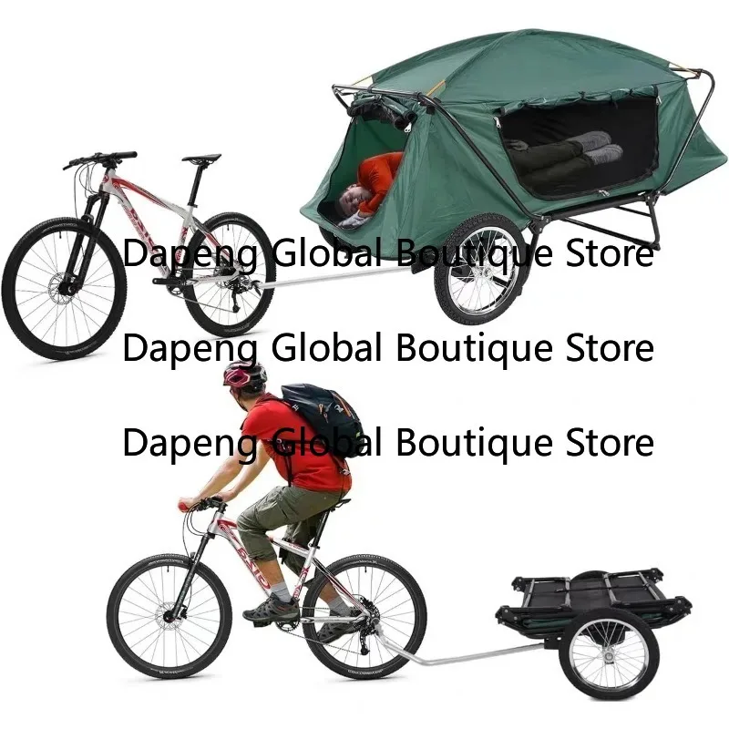 Electric Bike Mountain Bike Camping Trailer, Outdoor Camper Vehicle, Cycling Camping Equipment Off-Ground Tent