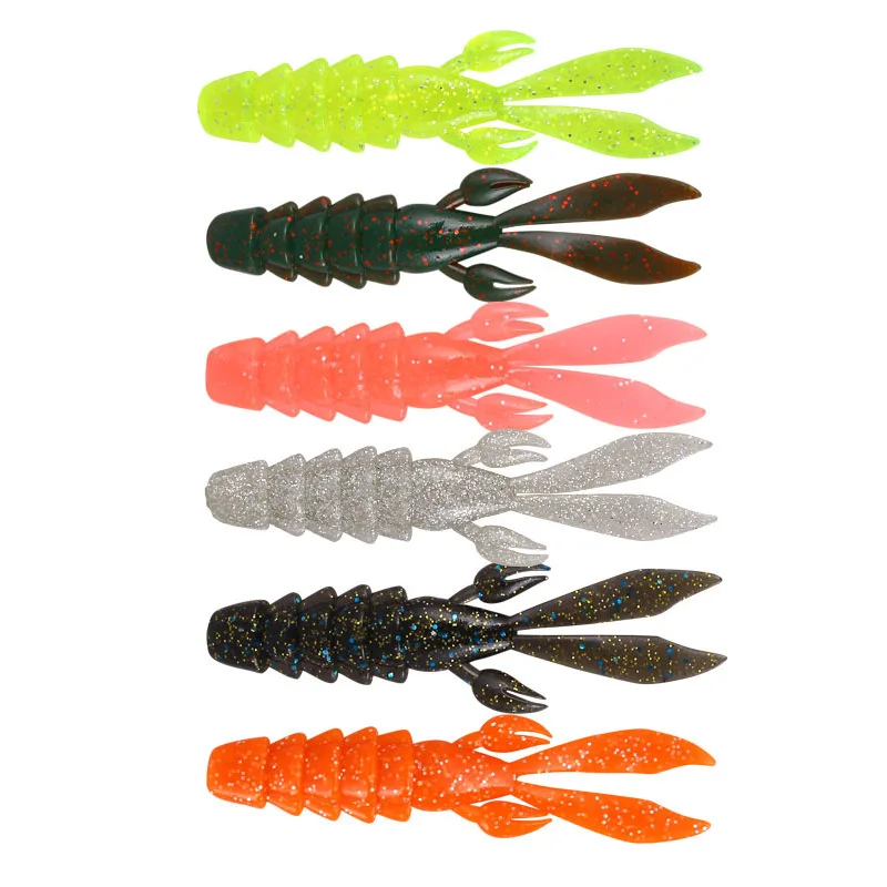 5Pcs Floating 80mm 4g Crawfish Larvae Soft Silicone Bait Jigs Wobbler Worms Fishing Lures Artificial Swimbait Bass Pike Tackle