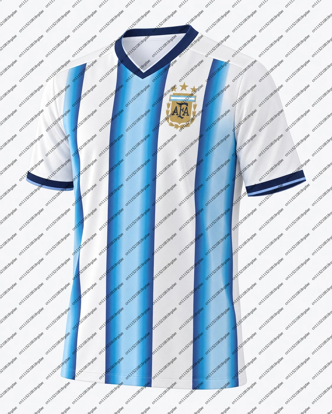 Argentina 26-27 Home Football Jersey Sky Blue White Stripes Men V-Neck Short Sleeve Fan Match Shirt