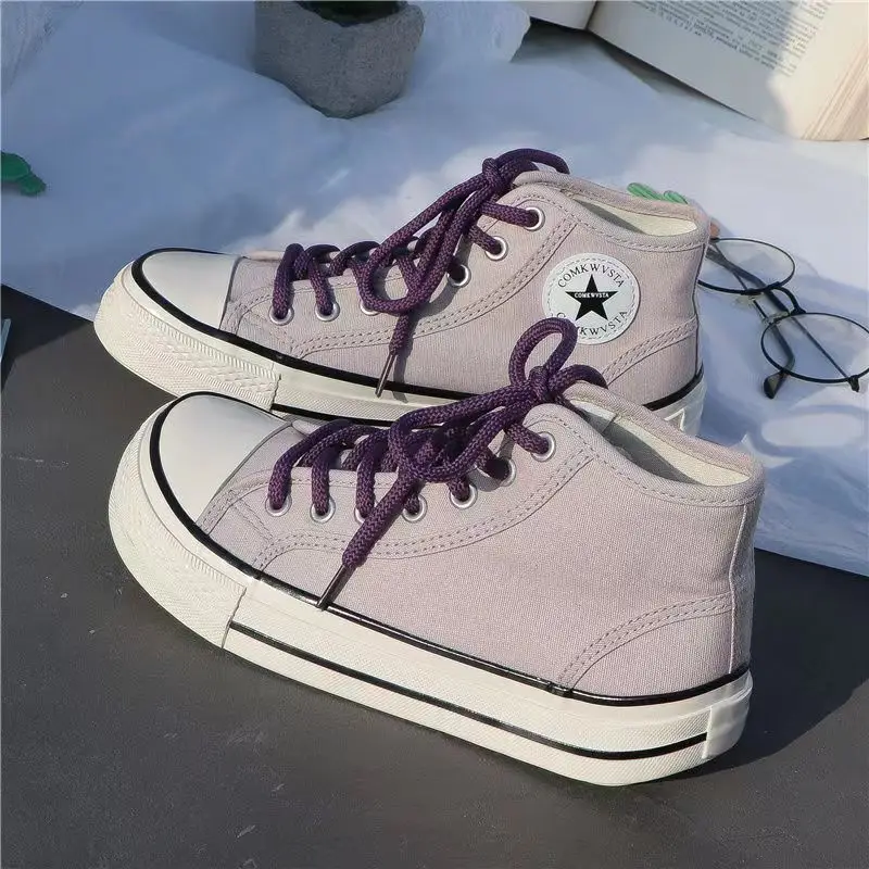 Zapatos De Mujer Tendencia Wanita Platform Sepatu Mango Kepala Wanita Kasual Kanvas Sepatu Bernapas Sepatu Skateboard Sepatu 2025