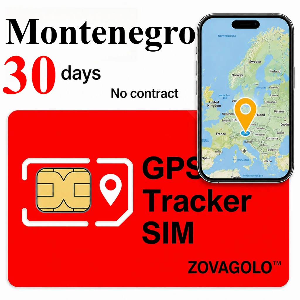 Prepaid IoT Data‑Only SIM for Montenegro GPS Locator 30MB 30‑Day No Binding Fit Senior Children Position Device Balkan Coast