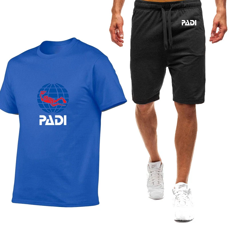 Scuba Driver Padi 2025 Summer New Fashion Casual Round Neck Men Solid Color Slim Quick-drying Breathable T-shirt Pants Suits view 5