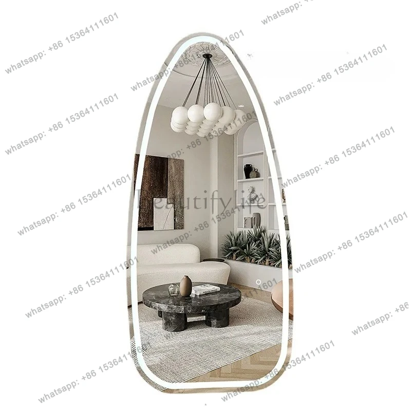 Hair salon mirror table Hair salon water drop shaped single-sided simple cut Special-shaped mirror wall-mounted hair salon