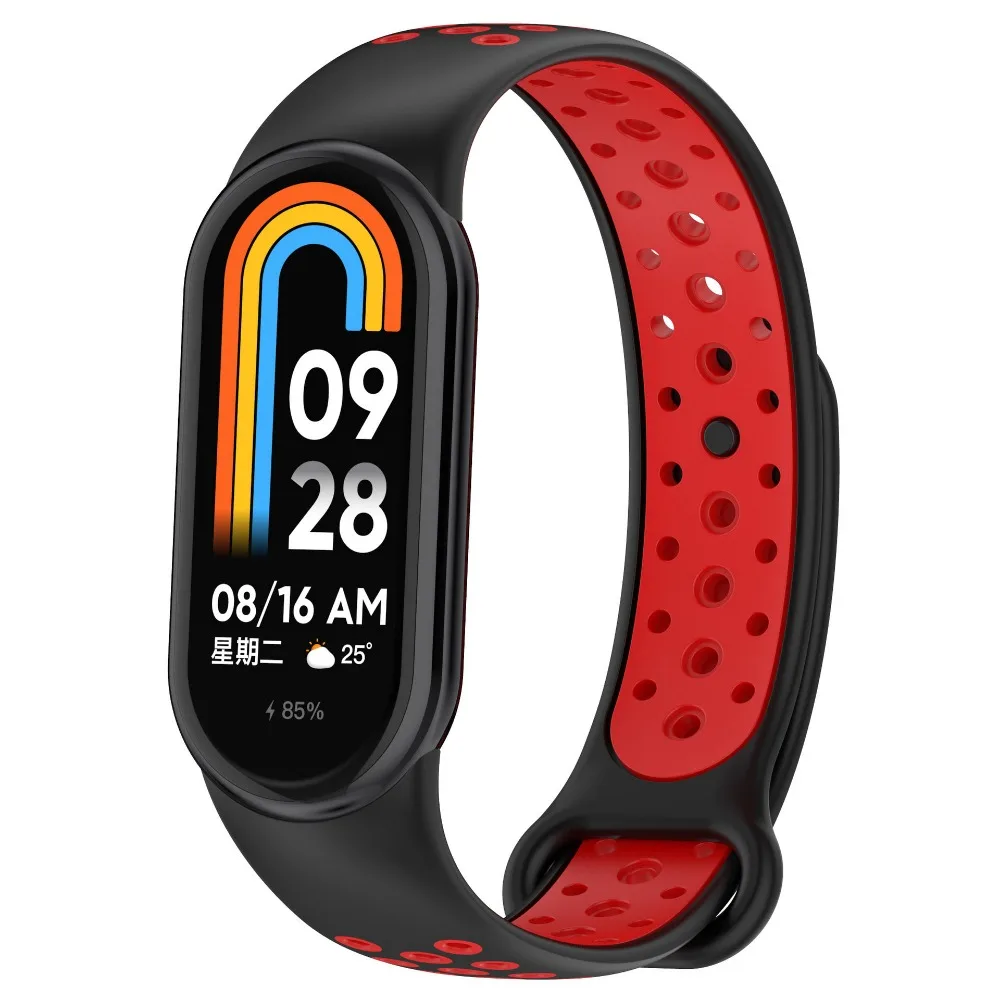 Silicone strap For Xiaomi Mi band 10 9 Porous and breathable sports bracelet replacement wristband Mi band 9 8 watchband Correa