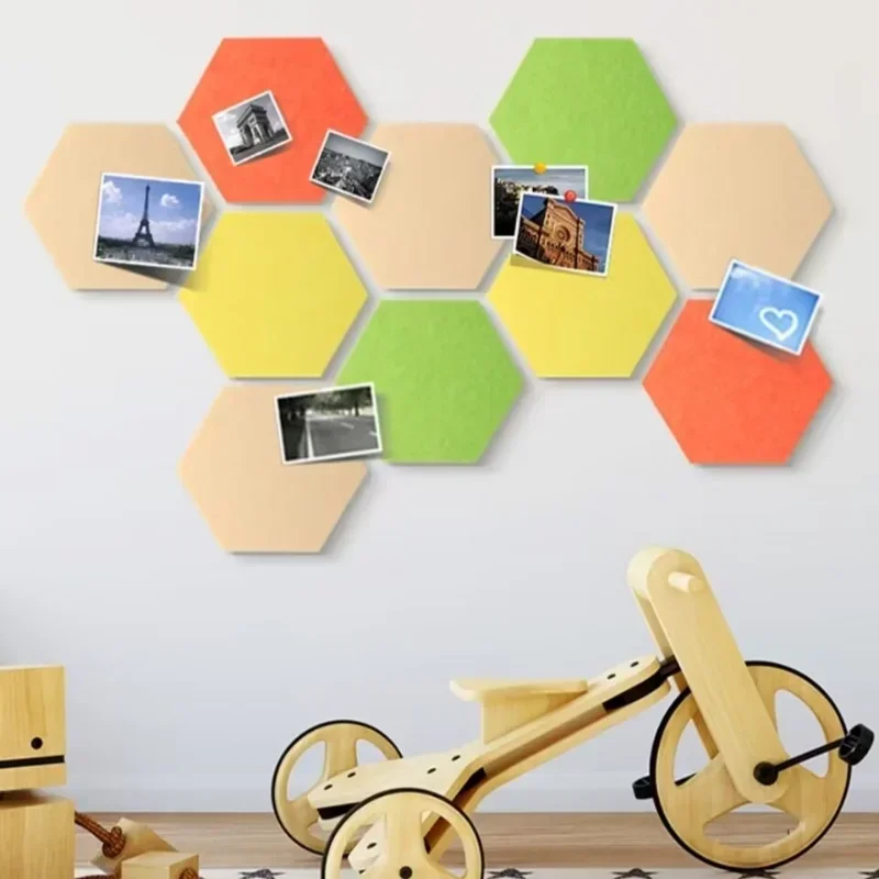 Pegatinas de pared hexagonales 3D geométricas, decoración de habitación, calcomanía extraíble, hoja decorativa colorida de fieltro, adorno Mural,