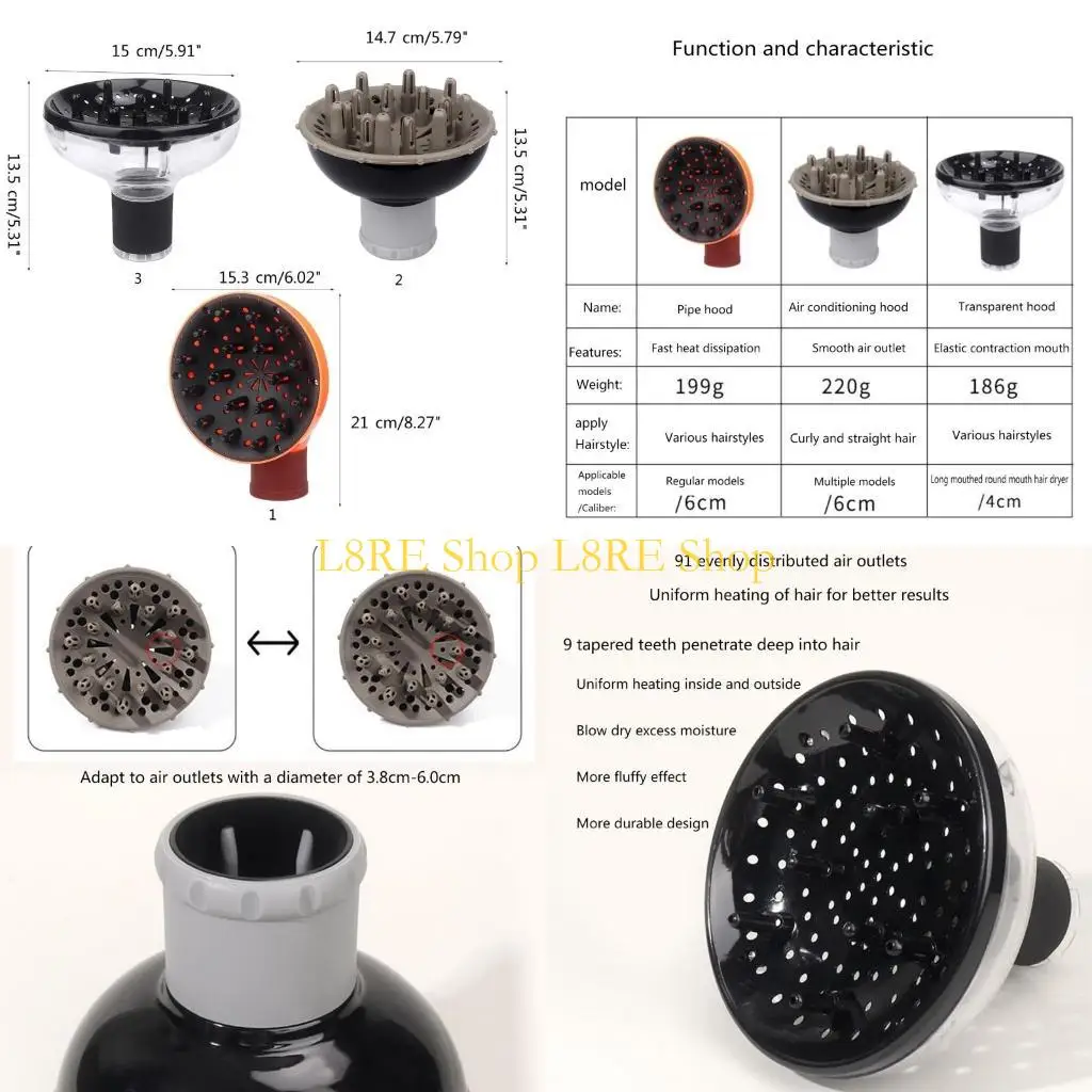 

L8RE DIFFUSER DIFFUSER DIFFUSER HARPRESSING HARL CUDLE Укладки инструментов для волос укладки волос