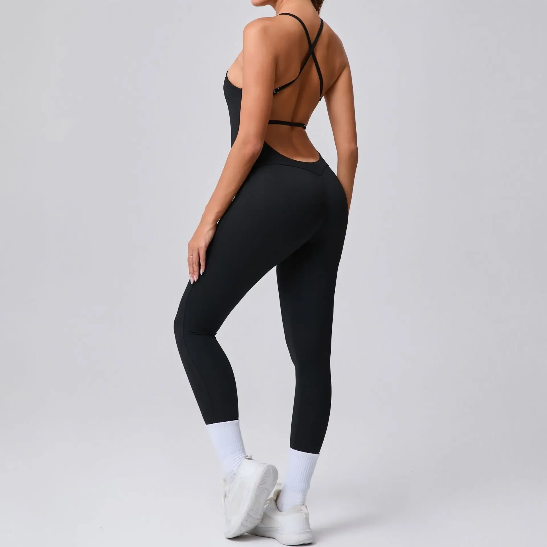

Sport Jumpsuit Women Sportswear Adjustable Shoulder Straps Sleeveless Hollow Out Backless Yoga Fitness One Piece Gym Overalls