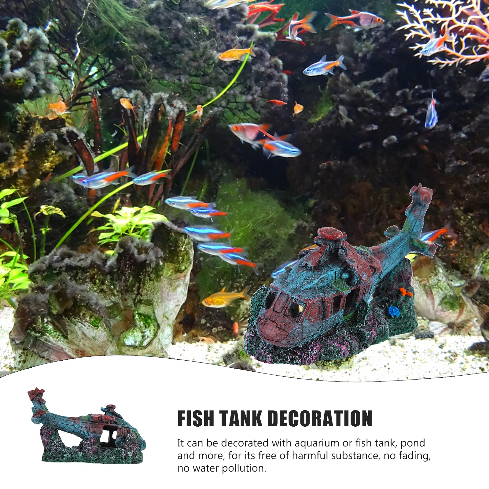 

Resin Fighter Aircraft Wreckage Resin Decor Aquarium Decoration Durable Fish Tank Landscaping Ornament Aquarium Decor