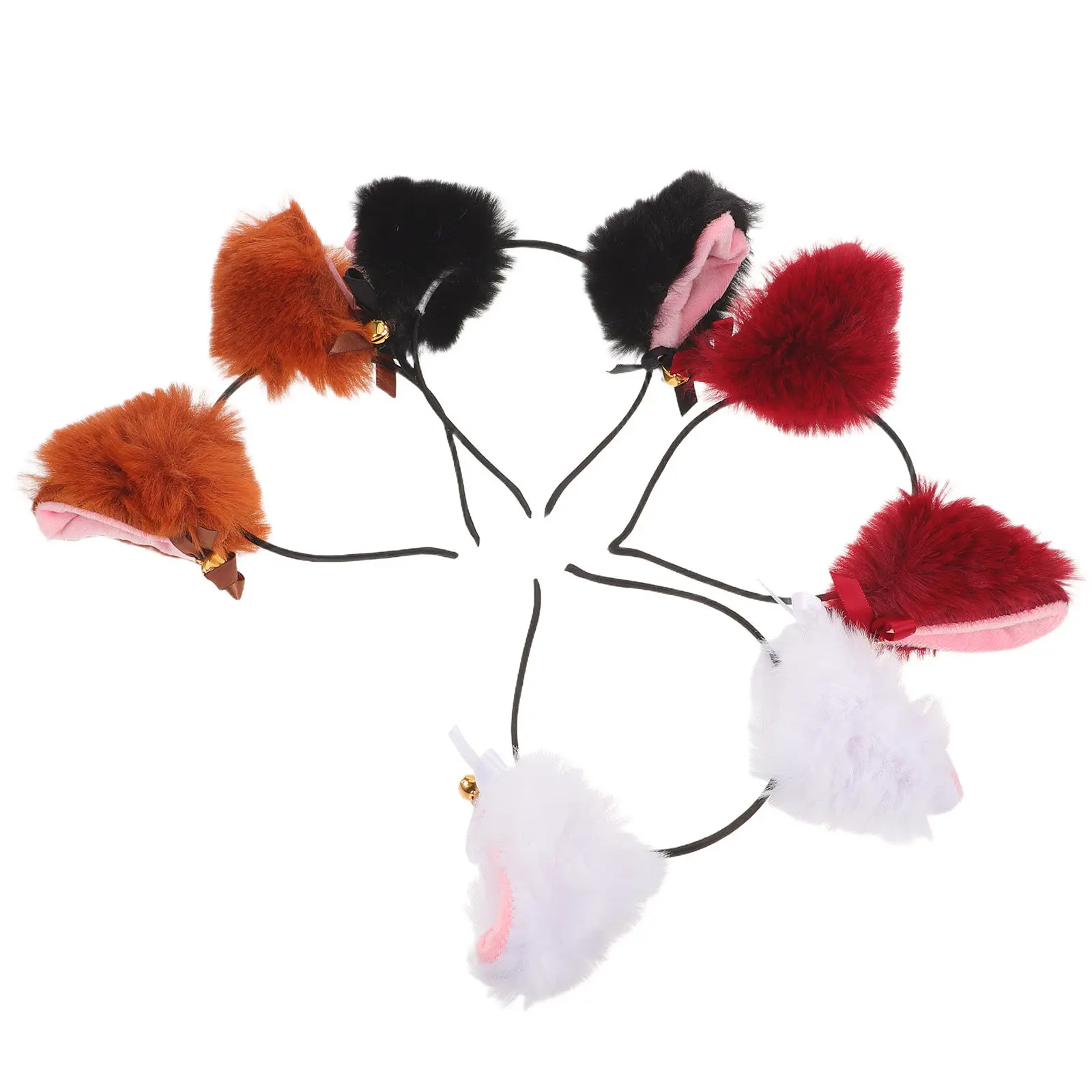 

4Pcs Fox Ears Headband Cute Animal Headwear Bell Accessories for Halloween Christmas Birthday Party Cosplay Festival Adults