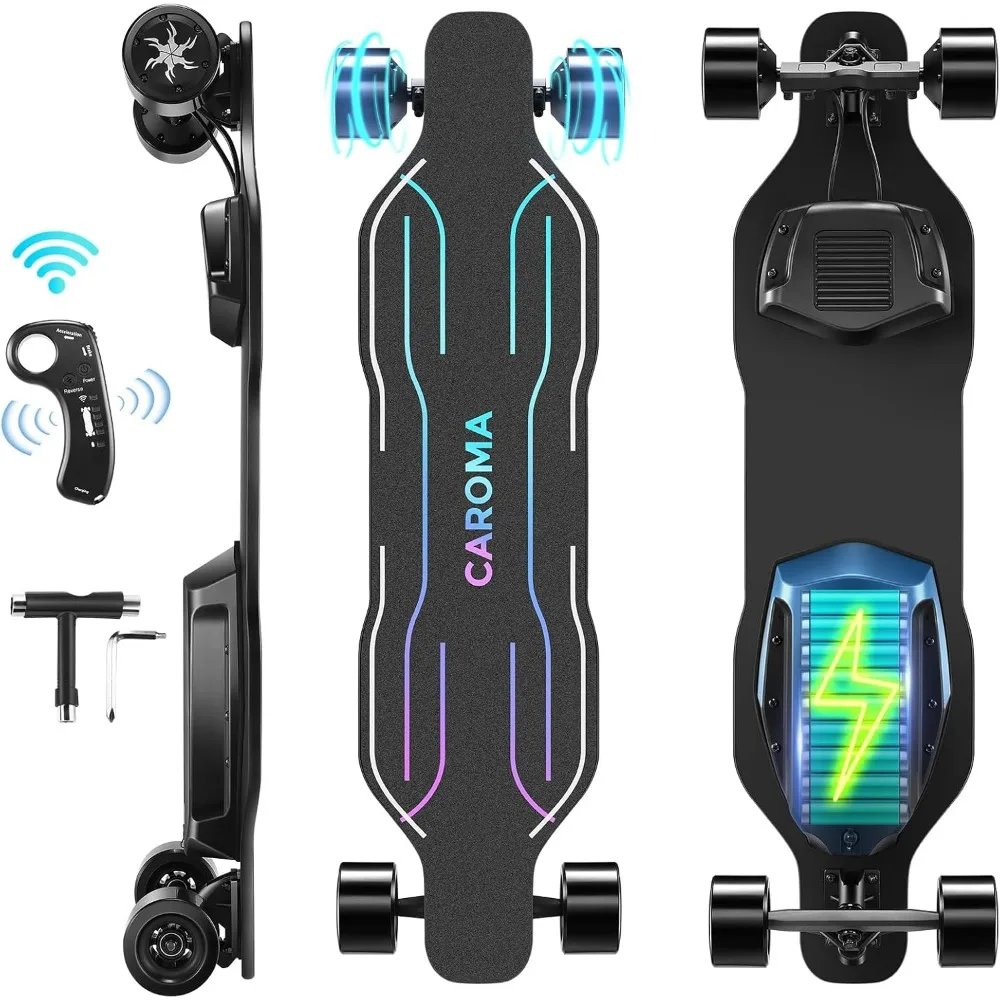 Electric Skateboards Glow in The Dark, 1200W Powerful Motor, 28MPH Top Speed, 4/6AH Battery, 16/28Miles Max Range